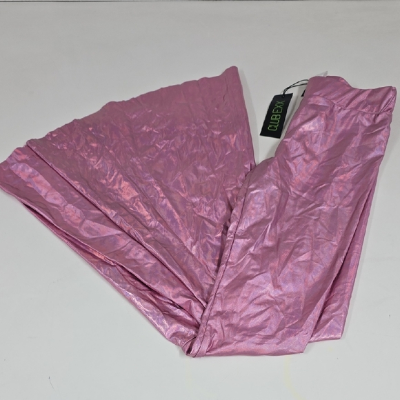 Club Exx Pants - ClubEXX Womens Shinny Metallic Flare Pants